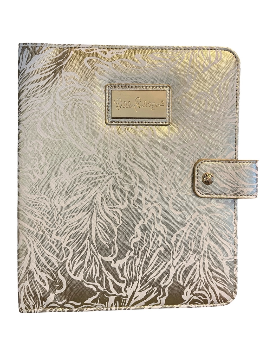 Lilly Pulitzer Metallic Gold and White Floral Tablet Case